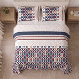 Cubrelecho Red Retro sencillo blanco y azul oscuro en microfibra 100x190 cm termosellado