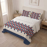 Cubrelecho Red Retro sencillo blanco y azul oscuro en microfibra 100x190 cm termosellado