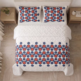Cubrelecho Red Retro sencillo blanco y azul oscuro en microfibra 100x190 cm termosellado