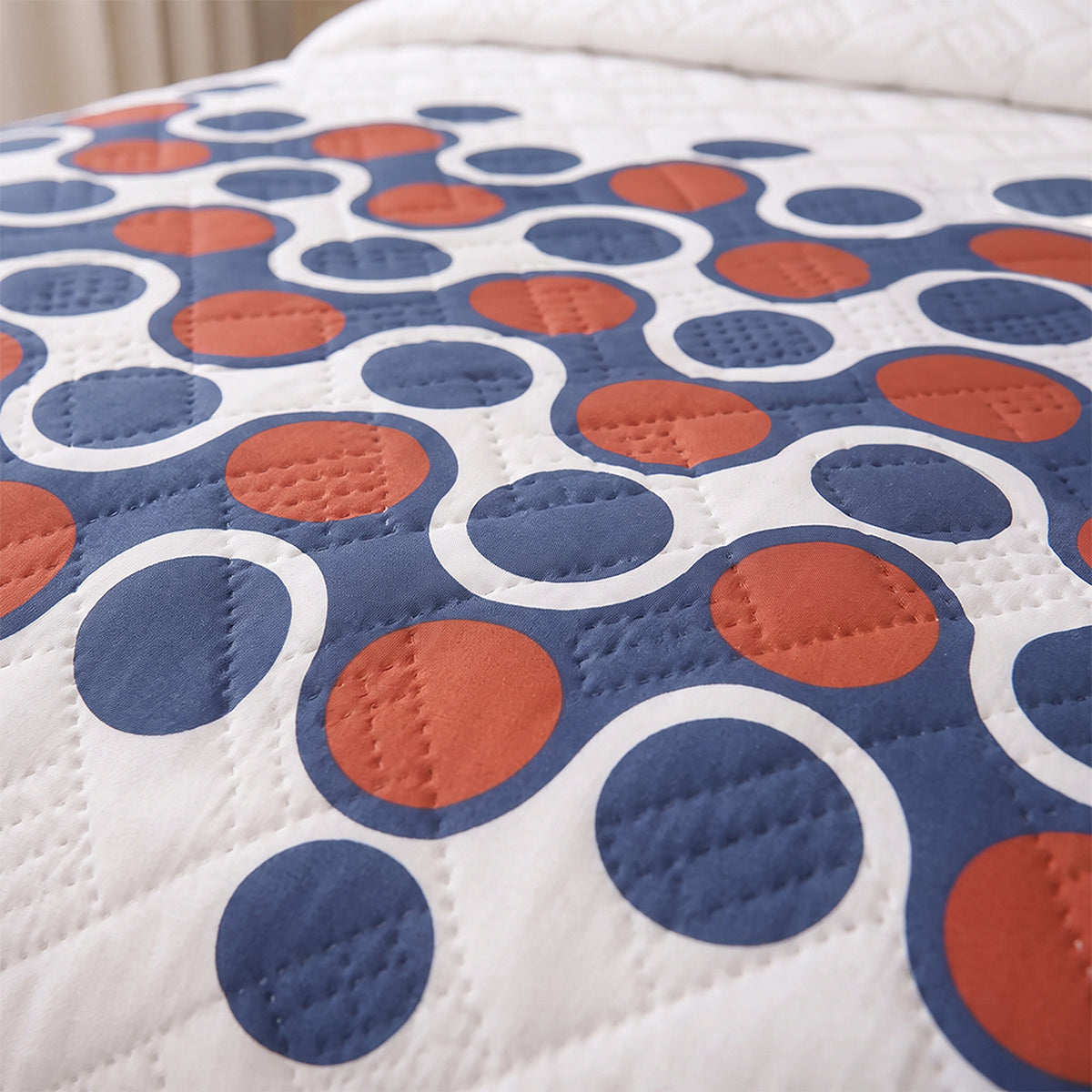 Cubrelecho Red Retro sencillo blanco y azul oscuro en microfibra 100x190 cm termosellado