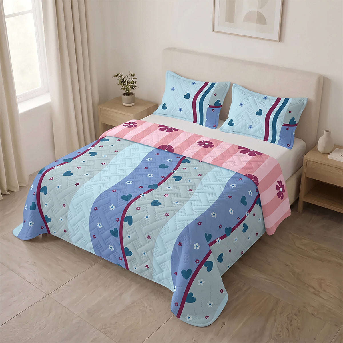 Cubrelecho sencillo rosado Oasis Malva en microfibra termosellada 100x190 cm