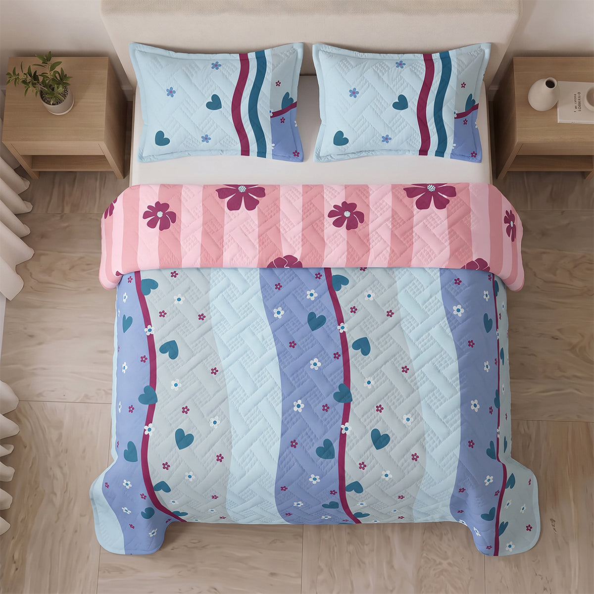 Cubrelecho sencillo rosado Oasis Malva en microfibra termosellada 100x190 cm