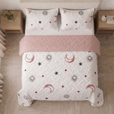 Cubrelecho sencillo coral Astral blanco y palo de rosa en microfibra 100x190 cm