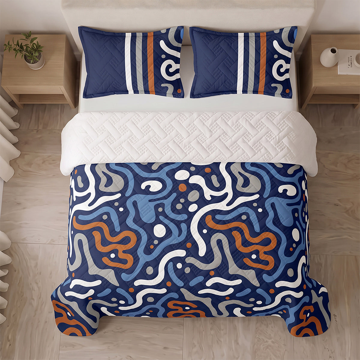 Cubrelecho para cama doble azul oscuro Vanguardia Zafiro en microfibra 140x190 cm termosellado