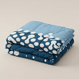 Cubrelecho para cama doble gris oscuro y azul 140x190 cm en microfibra doble faz