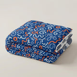 Cubrelecho para cama doble azul oscuro y blanco 140x190 cm doble faz en microfibra
