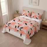 Cubrelecho para cama doble salmón y café claro en microfibra 140x190 cm doble faz