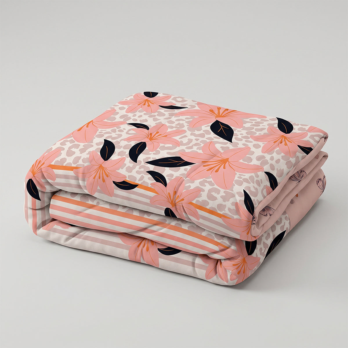 Cubrelecho para cama doble salmón y café claro en microfibra 140x190 cm doble faz