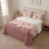 Cubrelecho para cama doble salmón y café claro en microfibra 140x190 cm doble faz