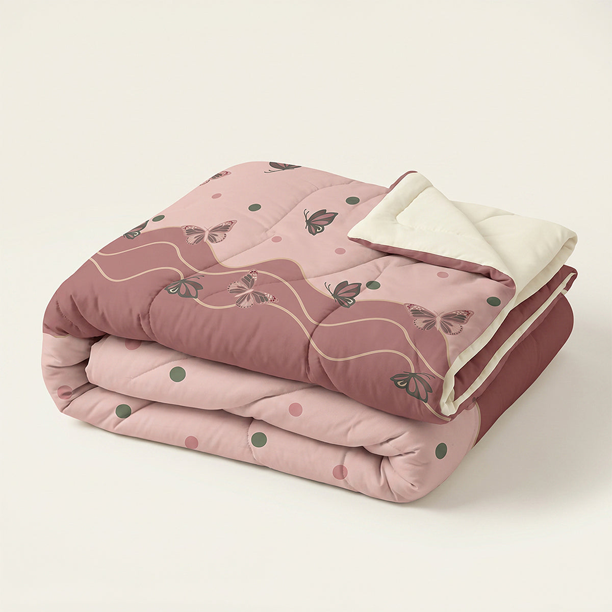 Cubrelecho para cama doble salmón y café claro en microfibra 140x190 cm doble faz
