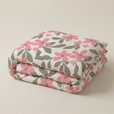 Cubrelecho para cama doble blanco y rosado doble faz en microfibra 140x190 cm