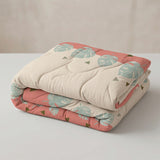 Cubrelecho para cama doble blanco y rosado doble faz en microfibra 140x190 cm