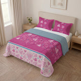 Cubrelecho para cama doble blanco y fucsia 140x190 cm doble faz en microfibra