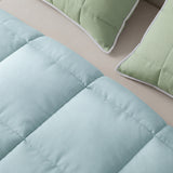 Cubrelecho para cama doble azul claro y verde en microfibra acolchada 140x190 cm