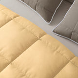 Cubrelecho para cama doble amarillo y café doble faz en microfibra 140x190 cm
