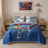 Cubrelecho infantil sencillo azul Disney core Avengers doble faz en microfibra 100x190 cm