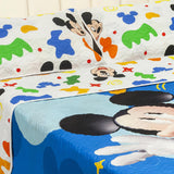 Cubrelecho infantil sencillo azul Disney Cores Mickey Jr doble faz 100x190 cm