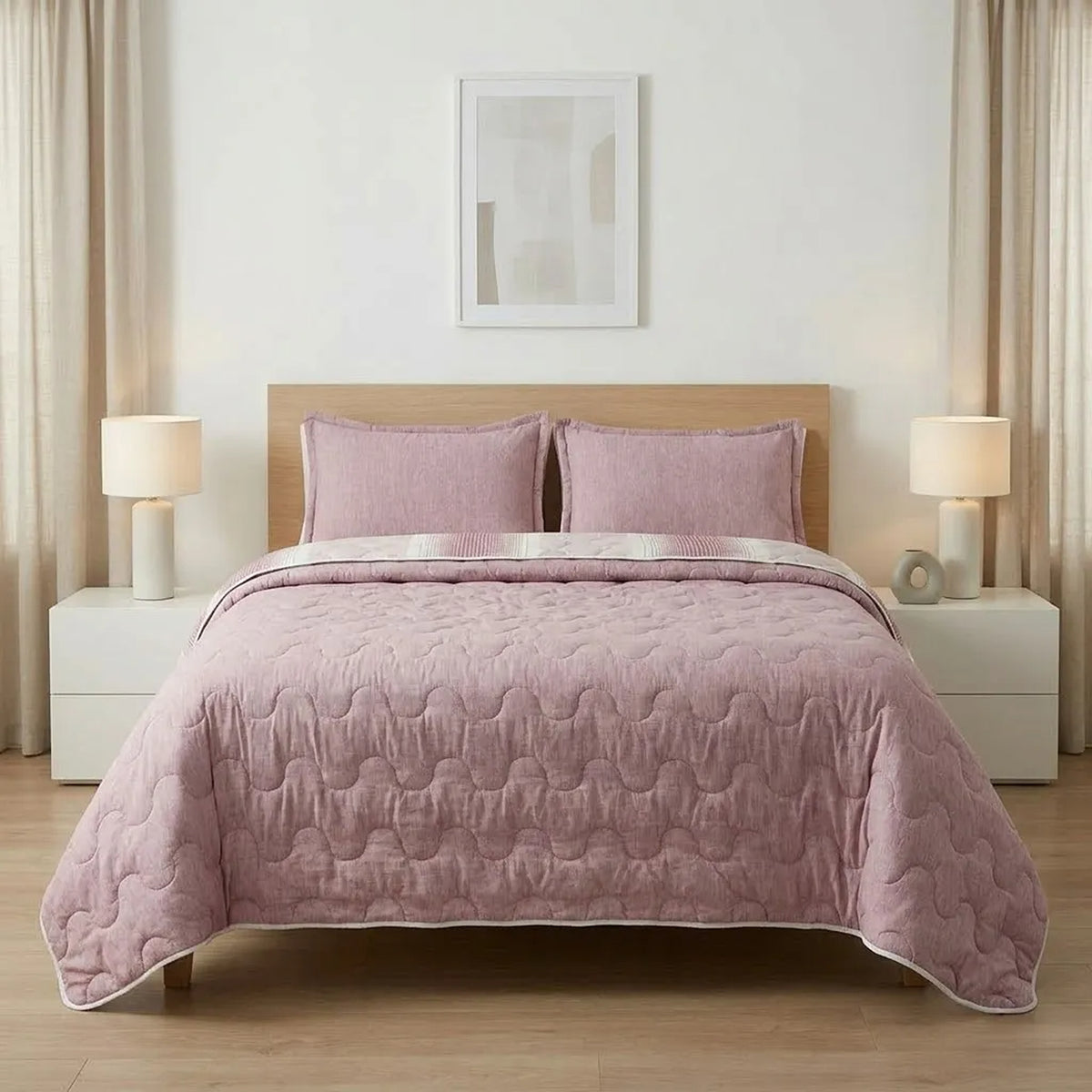 Cubrelecho Equilibrio king morado claro superacolchado doble faz 200x200 cm