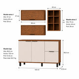 Cocina Tahiti Natural y Blanco Apagado 120x163.5cm con Cuatro Puertas sin Mesón y Sin Estufa