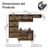 Cocina integral Deli marrón y negro en MDP 220x201 cm con mesón de madera aglomerada sin pozuelo y sin estufa