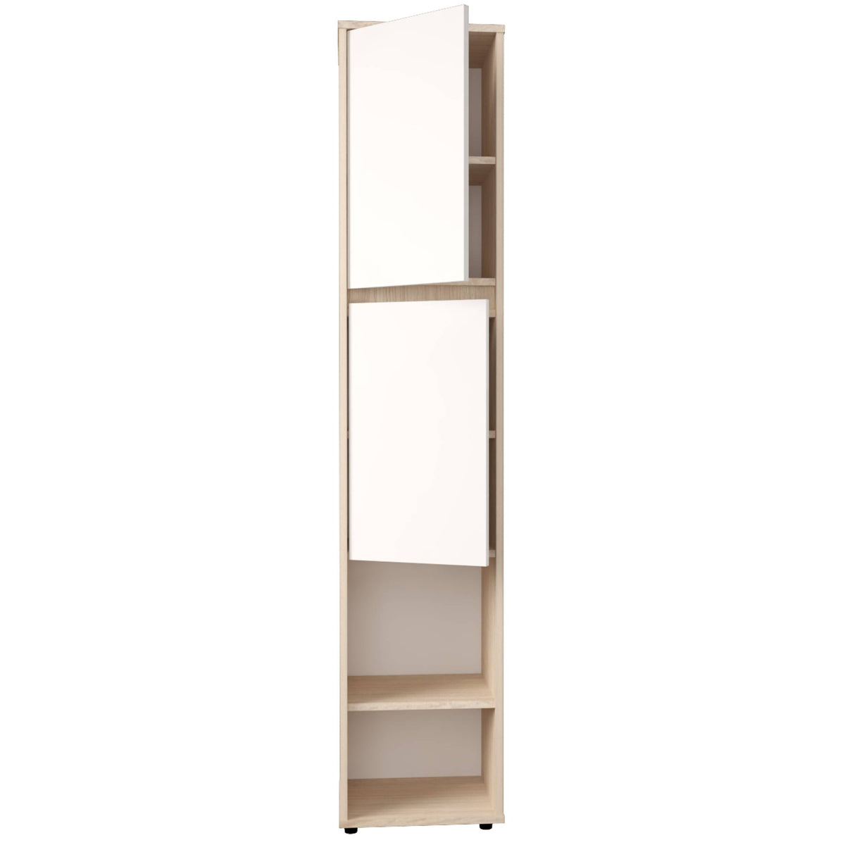 Biblioteca moderna arena y blanco en MDF 33.4x166 cm con 2 puertas
