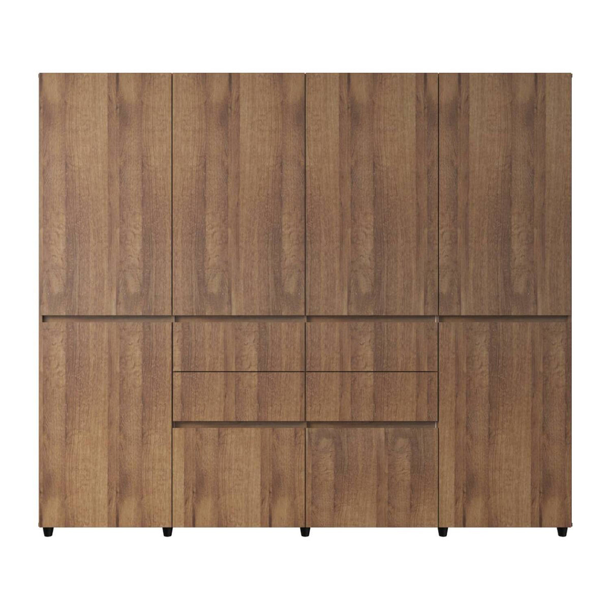 Armario amaretto 230x200 cm en MDF con 4 cajones y zapatero