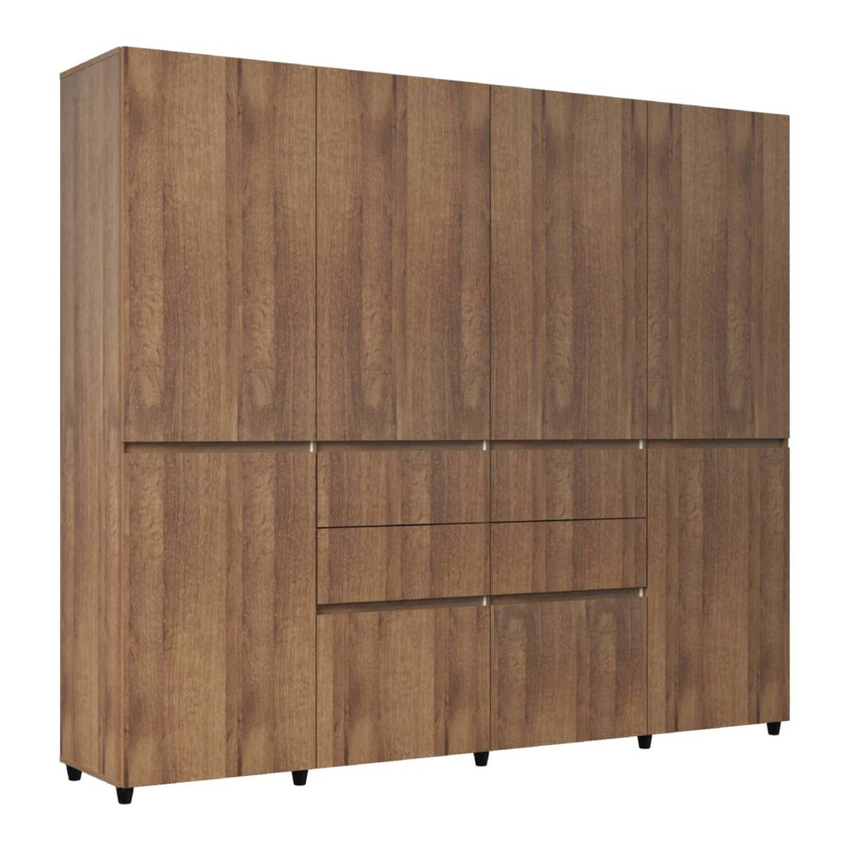 Armario amaretto 230x200 cm en MDF con 4 cajones y zapatero