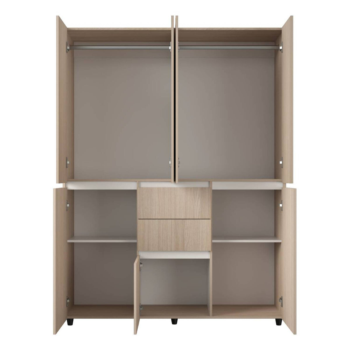 Armario arena 150x200 cm en MDF con 7 puertas y 2 cajones