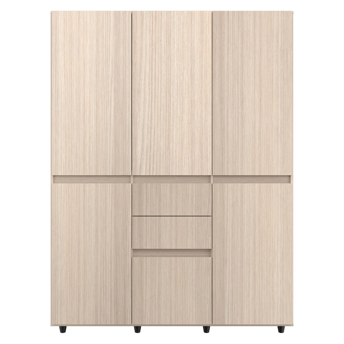 Armario arena y blanco 150x200 cm con 6 puertas y 2 cajones