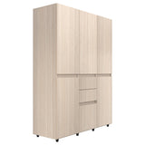 Armario arena y blanco 150x200 cm con 6 puertas y 2 cajones