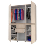 Armario arena y blanco 150x200 cm con 6 puertas y 2 cajones