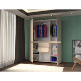 Armario arena y blanco 150x200 cm con 6 puertas y 2 cajones