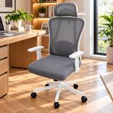 Silla de oficina azul aguamarina en malla con cabecero ajustable y ruedas 65x120 cm