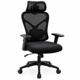 Silla de oficina ergonómica negra en malla con cabecero ajustable 65x120 cm
