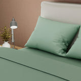 Juego de sábanas Confortable para cama doble verde pistacho con cortina en microfibra 140x190 cm
