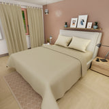 Juego de sábanas Confortable para cama doble beige y cortina en microfibra 140x190 cm