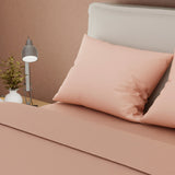 Juego de sábanas Confortable para cama doble durazno con cortina en microfibra 140x190 cm