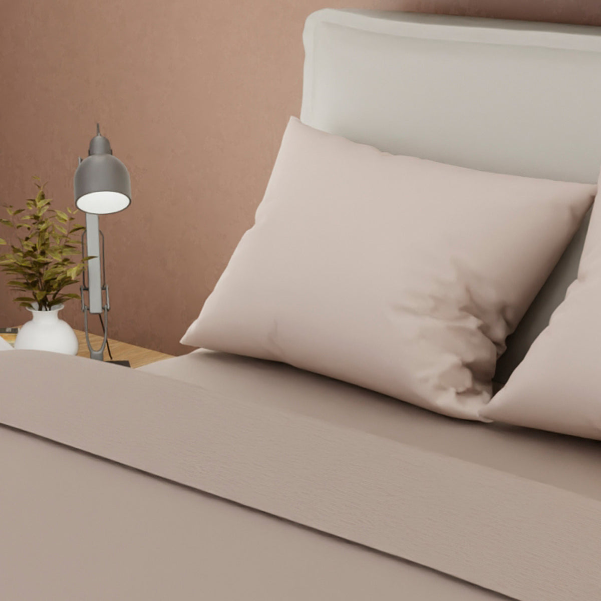 Juego de sábanas Confortable para cama doble beige con cortina en microfibra 140x190 cm