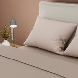 Juego de sábanas Confortable para cama doble beige con cortina en microfibra 140x190 cm