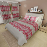 Juego de sábanas Spring Bright queen blanco y rosado con cortina en microfibra 160x190 cm