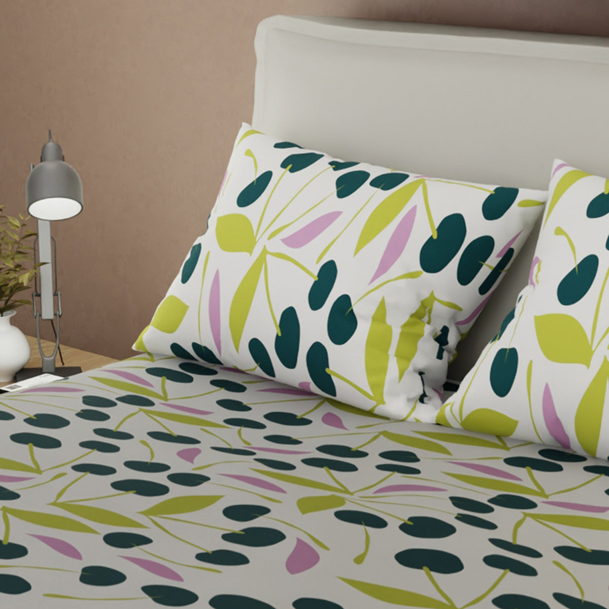 Juego de sábanas Viento queen gris con cortina en microfibra 160x190 cm