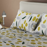 Juego de sábanas Otoño queen dorado con cortina en microfibra 160x190 cm