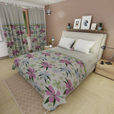 Juego de sábanas Follaje para cama doble verde grisáceo en microfibra 140x190 cm