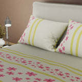 Juego de sábanas Citron Sunny para cama doble beige en microfibra con cortina