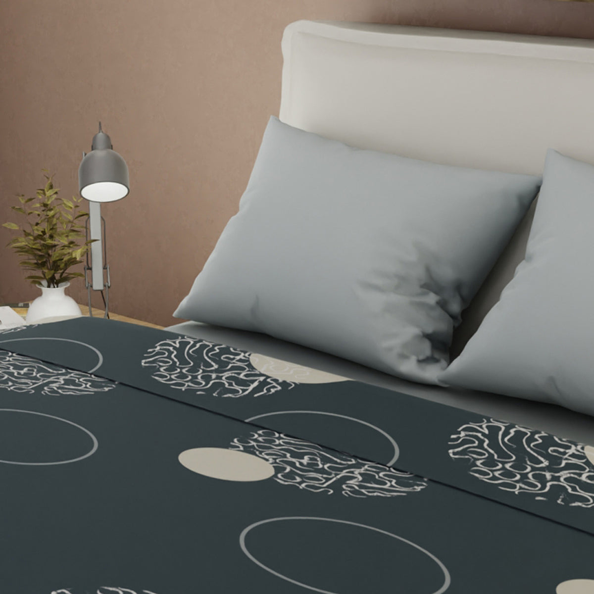 Juego de sábanas Eclipse Sereno para cama doble azul petróleo microfibra 140x190 cm