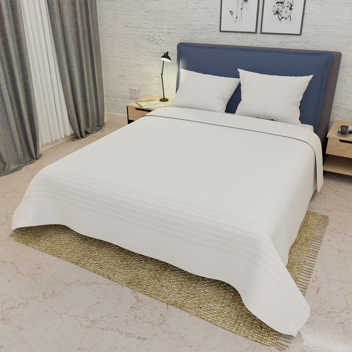 Sábana plana queen beige Éter 160x190 cm 250 hilos algodón y microfibra