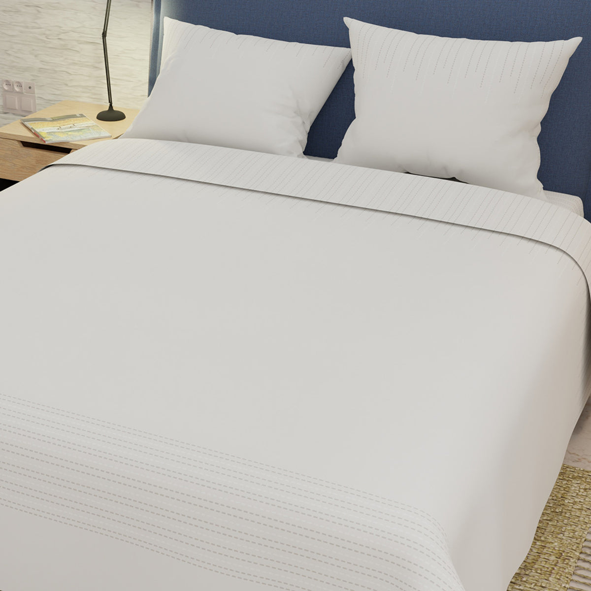 Sábana plana queen beige Éter 160x190 cm 250 hilos algodón y microfibra