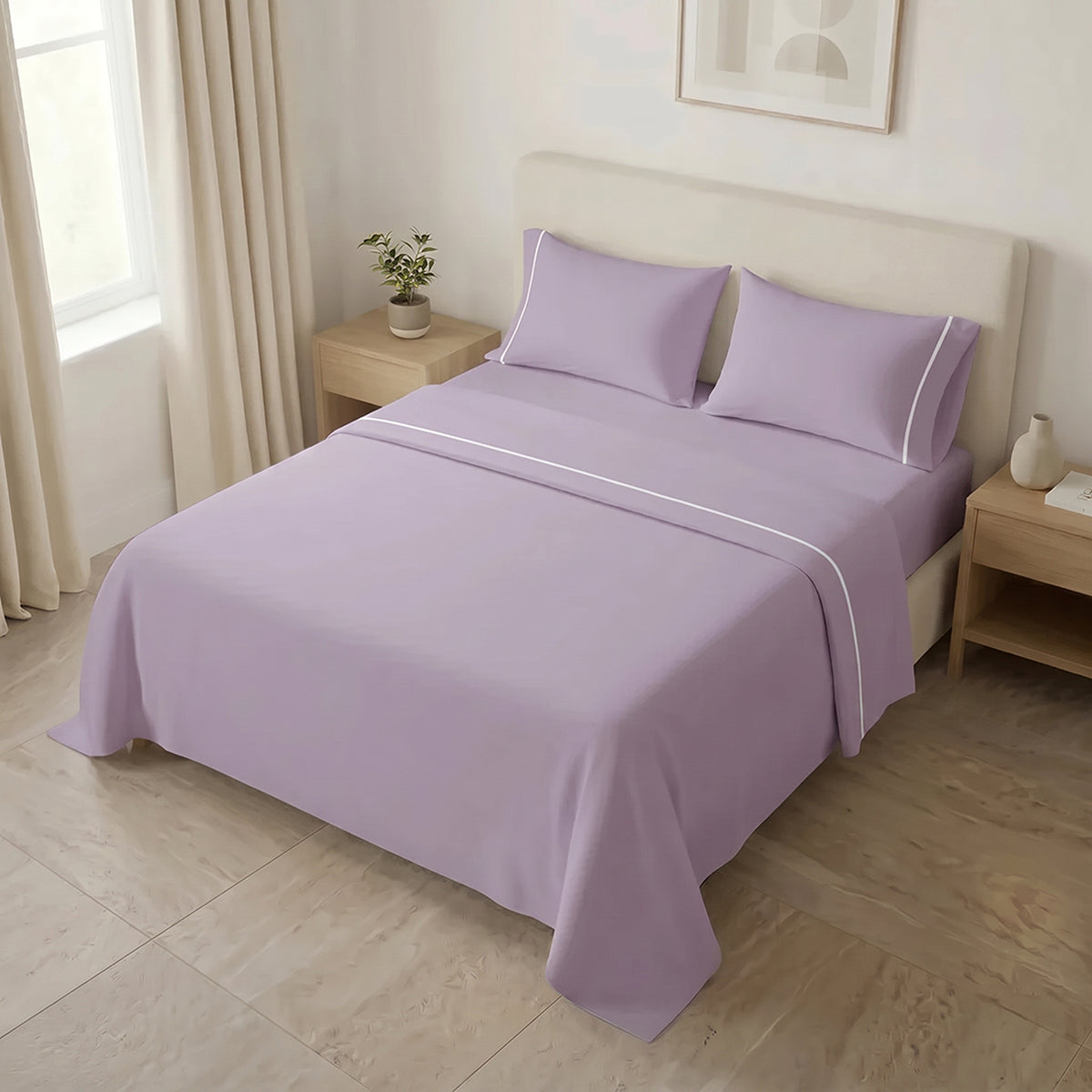 Sábana Básicos sencilla lila en microfibra suavizada 100x190 cm con elástico