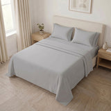 Sábana Básicos para cama doble gris en microfibra suavizada 140x190 cm con elástico