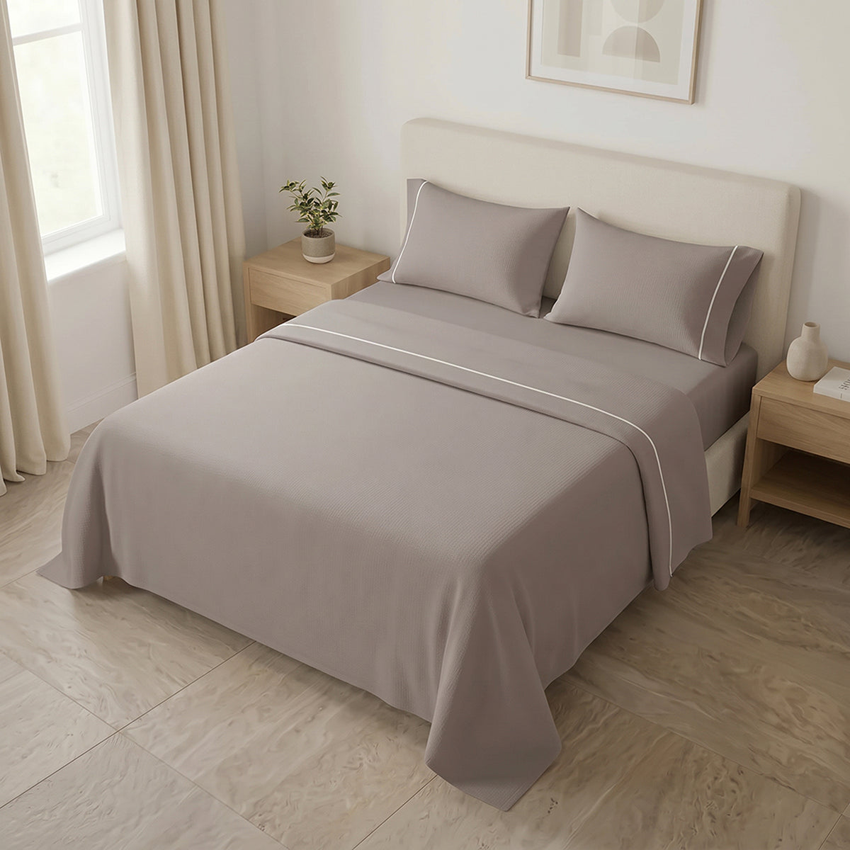 Sábana Básicos sencilla café en microfibra suavizada 100x190 cm con elástico